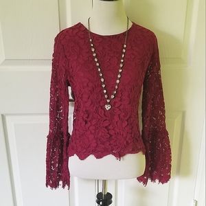 SIMPLY STATED BERRY LACE TOP